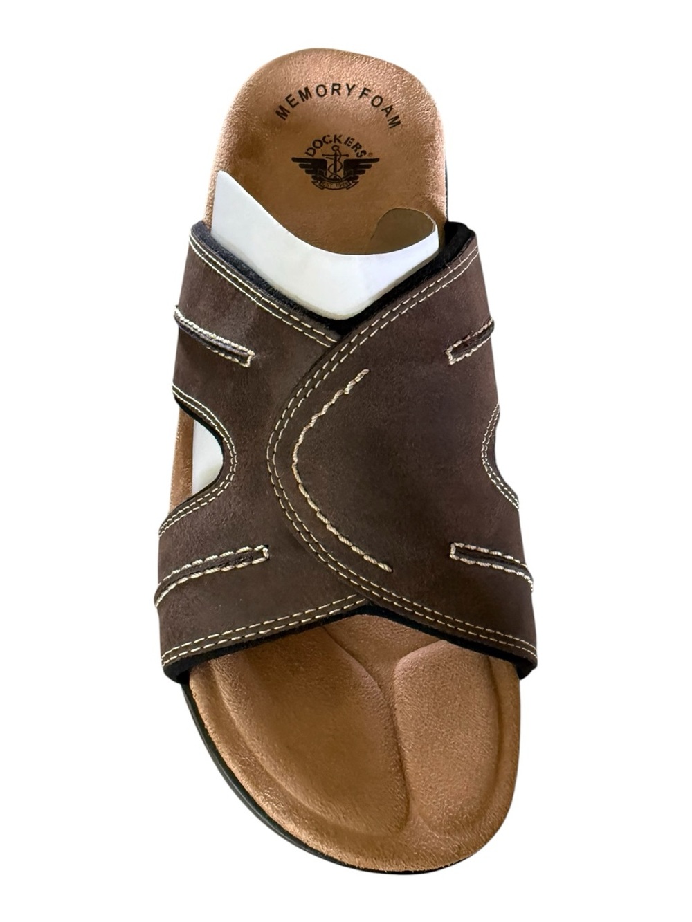 Dockers Sunland Men’s Rust Brown Memory Foam Slide Sandals 10M
